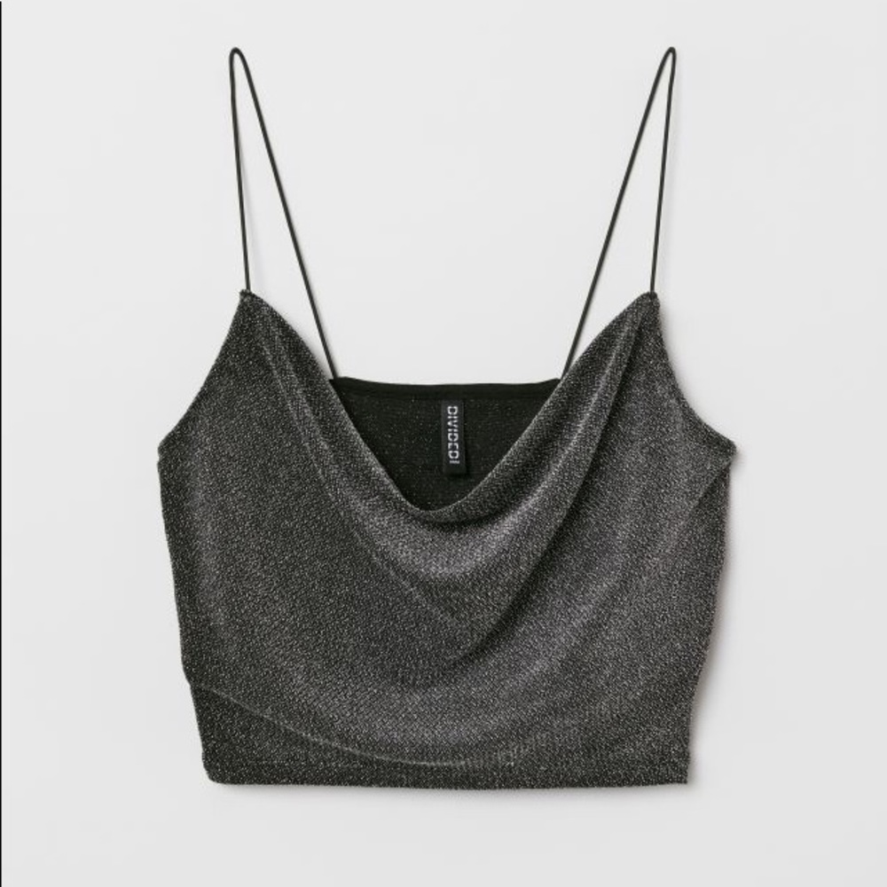 3/$20 Cowl Neck Glitter Crop Top